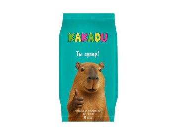 Cалфетки влажные детские KAKADU с пантенолом, 8 шт (Капибара)