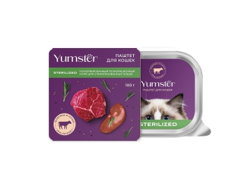 Паштет Yumster для стерилизованных кошек с телятиной и почками, 100 г