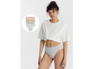 Трусы женские классические мультипак (3 шт.) молочно-бежевые с орнаментом