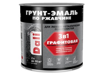 Грунт-эмаль по ржавчине "3 в 1" Dali 2л графитовая черный