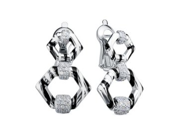 Серьги с итальянским замком Cloud7, серебро 925 проба, вставка эмаль