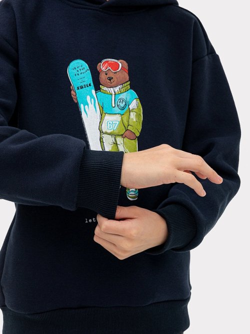 Худи для мальчиков в синем цвете с печатью, фото 7 из 8