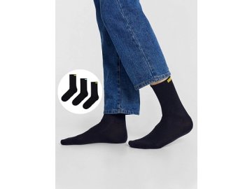 Мультипак высоких мужских носков черного цвета (3 пары) с прямоугольной цветной вставкой Марк Формель