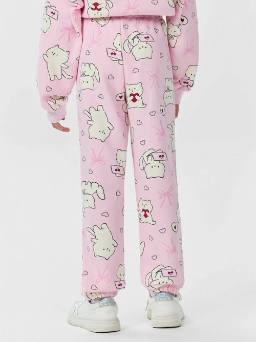 Брюки для девочек розовые с принтом, фото 2 из 6