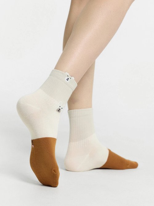 Носки женские серые с рисунком в виде медведей, фото 2 из 4