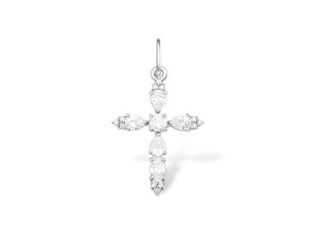 Подвеска крест декоративный Efremov, серебро 925 проба, вставка фианит
