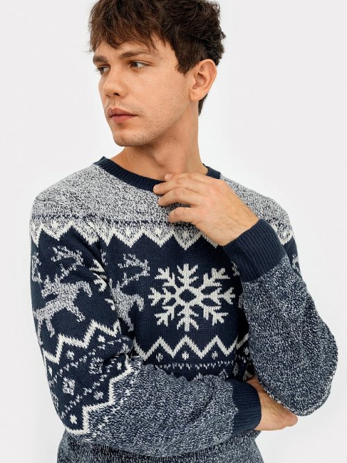 Джемпер мужской новогодний в синем цвете, фото 4 из 5