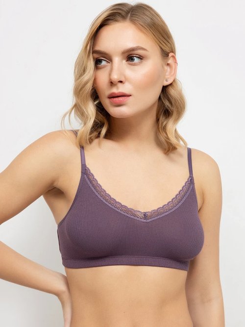 Бюстье в оттенке "гортензия" с кружевным декором, фото 3 из 5