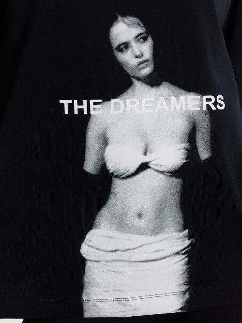 Футболка женская черная с принтом и надписью "The dreamers", фото 5 из 30