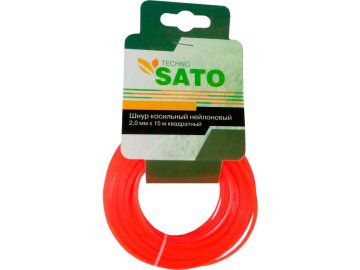 Шнур косильный нейлоновый 2,0мм х15м квадратный SATO TECHNO