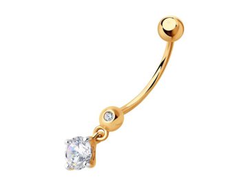 Пирсинг в пупок Diamant, красное золото 585 проба