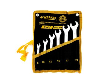 Набор ключей комбинированных 6 шт Werker 8,10,13,15,17,19 ткань