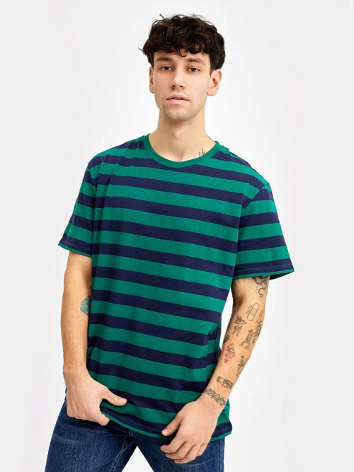 Футболка мужская в сине-зеленую полоску, фото 6 из 9