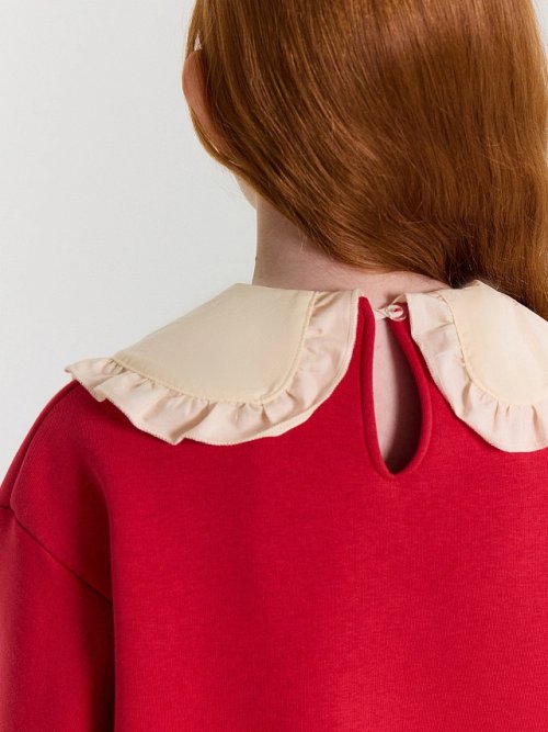 Джемпер для девочек красный с принтом и надписью "Paris", фото 8 из 10