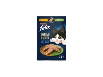 Влажный корм Felix паштет д/кошек курица, кролик, 75 г в Щучине Три цены