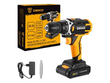 Дрель-шуруповерт Deko Banger 20V ONE + 083-1042 (с 1-им АКБ)