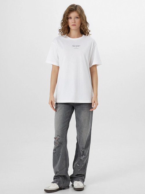 Футболка женская белая с надписью "Stone all natural", фото 3 из 35