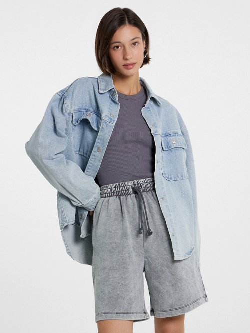 Шорты женские серые с обработкой эйсид, фото 1 из 5