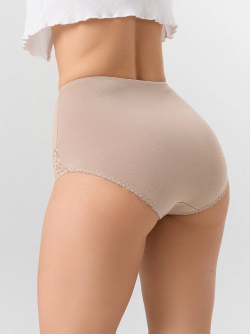 Трусы женские макси бежевые с кружевными деталями, фото 3 из 8