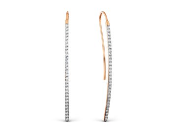 Серьги длинные Karatov, красное золото 585 проба, вставка фианит