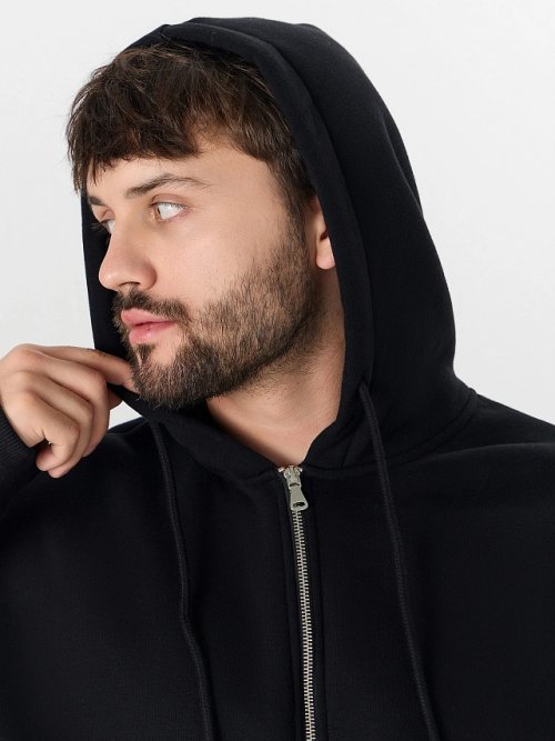 Толстовка мужская черная на молнии, фото 4 из 8