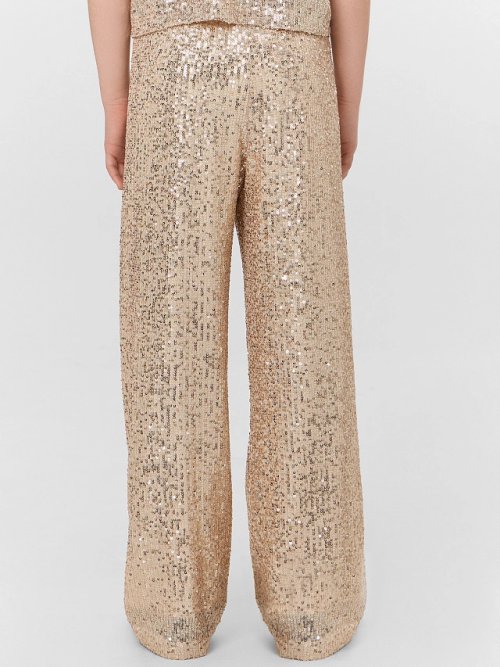 Брюки для девочки бежевые с пайетками, фото 3 из 6