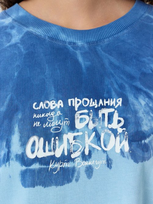Футболка женская голубая с надписью "Быть ошибкой", фото 4 из 40