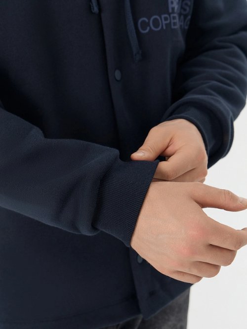 Толстовка мужская синяя из футера с начесом, фото 5 из 7