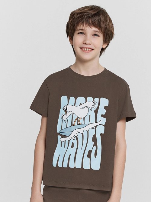 Комплект домашний для мальчиков с принтом и надписью "make waves", фото 5 из 10