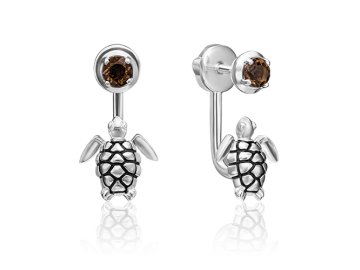Серьги пусеты Platina Jewelry, серебро 925 проба, вставка кварц/эмаль
