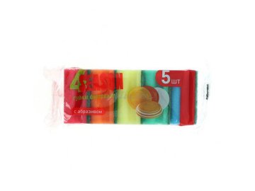 Губки бытовые 4SEASON профильные с абразивом, 5 шт