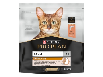 Корм Purina ProPlan для взрослых кошек с чувствительной кожей,со вкусом лосося, DERMA CARE, 400 г