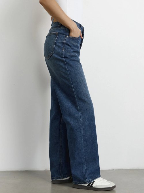 Джинсы женские Wide leg fit синие с высокой посадкой, фото 5 из 14