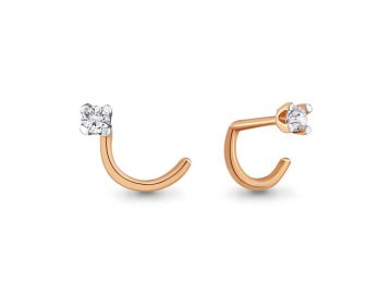 Пирсинг в нос Aquamarine, красное золото 585 проба