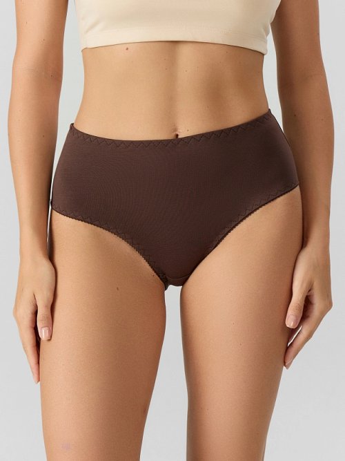 Трусы женские с высокой посадкой коричневые, фото 2 из 8