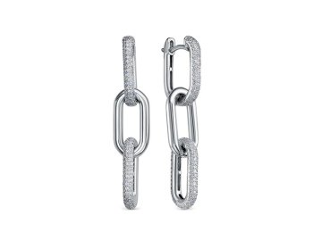 Серьги длинные RoseGrace, белое золото 585 проба, вставка бриллиант
