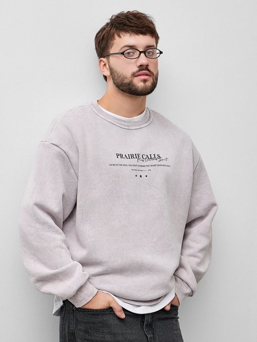 Свитшот мужской с начесом и надписью "Prairie calls", фото 7 из 9