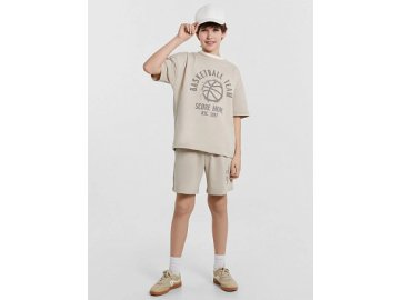 Комплект для мальчиков бежевый с принтом и надписью "basketball team" Марк Формель
