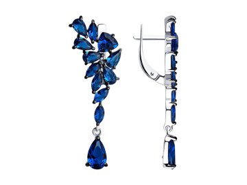 Серьги длинные SOKOLOV, серебро 925 проба, вставка фианит