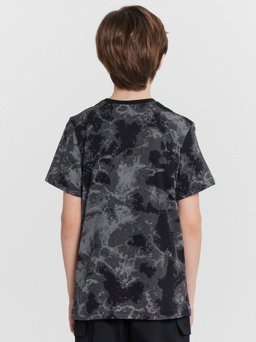 Футболка для мальчиков серая в стиле милитари с надписью, фото 4 из 5