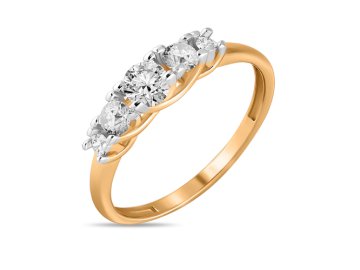 Кольцо помолвочное SANIS, красное золото 585 проба, вставка фианит