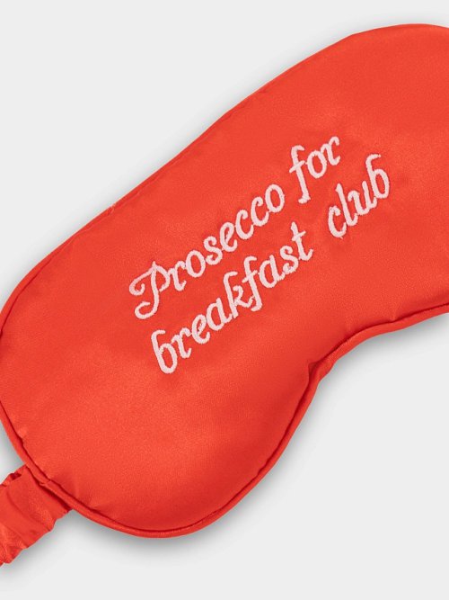 Повязка для сна красная с вышивкой "Prosseco for breakfast club", фото 2 из 8