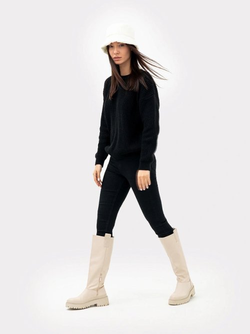 Джемпер женский вязаный в черном цвете, фото 3 из 5