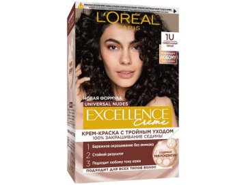 Крем-краска без аммиака L'OREAL Excellence Creme, тон 1U Черный