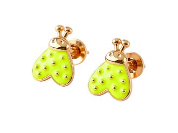Серьги детские SANIS, красное золото 585 проба