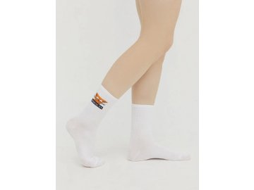 Носки женские белые с рисунком в виде котика с надписью