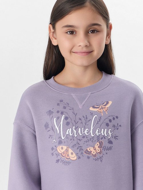 Платье для девочек фиолетовое с надписью "Marvelous", фото 4 из 28