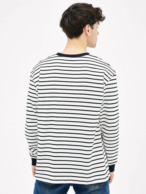 Лонгслив мужской в молочно-серую полоску, фото 3 из 5