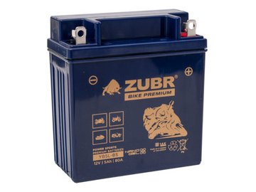Мотоциклетный аккумулятор ZUBR Premium YB5L-BS R+ (5 А·ч) на акции в магазинах 5 элемент