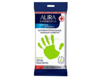 Салфетки влажные AURA Ромашка антибактериальные, 20 шт
